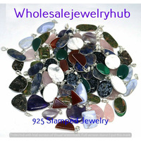 Agate & Mix 30 PCS Wholesale Lots 925 Sterling Silver Plated Pendant SP-03-1376