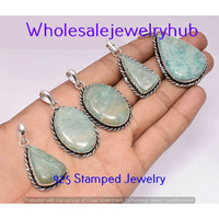 Amazonite 25 PCS Wholesale Lots 925 Sterling Silver Plated Pendant SP-03-1090