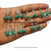 Malachite 20 Pair Wholesale Lots 925 Sterling Silver Plated Earrings SE-03-949