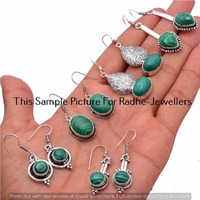 Malachite 50 Pair Wholesale Lots 925 Sterling Silver Plated Earrings SE-03-1921