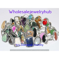 Lapis Lazuli 10 pcs Wholesale Lot 925 Sterling Silver Rings RL-24-297