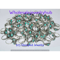Turquoise 10 pcs Wholesale Lot 925 Sterling Silver Rings RL-24-294