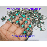 Turquoise 10 pcs Wholesale Lot 925 Sterling Silver Rings RL-24-293