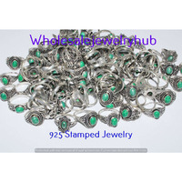 Malachite 10 pcs Wholesale Lot 925 Sterling Silver Rings RL-24-292
