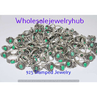 Malachite 10 pcs Wholesale Lot 925 Sterling Silver Rings RL-24-291