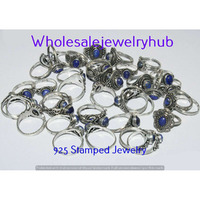 Lapis Lazuli 10 pcs Wholesale Lot 925 Sterling Silver Rings RL-24-284