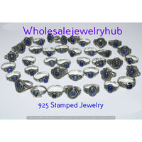 Lapis Lazuli 10 pcs Wholesale Lot 925 Sterling Silver Rings RL-24-283