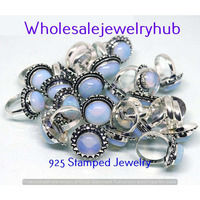 Opalite Gemstone 10 pcs Wholesale Lot 925 Sterling Silver Rings RL-24-282