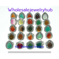 Onyx & Mixed 10 pcs Wholesale Lot 925 Sterling Silver Rings RL-24-272