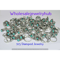 Turquoise 10 pcs Wholesale Lot 925 Sterling Silver Rings RL-24-256