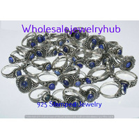 Lapis Lazuli 10 pcs Wholesale Lot 925 Sterling Silver Rings RL-07-285