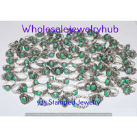 Malachite 10 pcs Wholesale Lot 925 Sterling Silver Rings RL-07-252