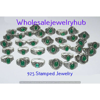 Green Onyx 10 pcs Wholesale Lot 925 Sterling Silver Rings RL-07-248