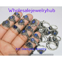 Lapis Lazuli 10 pcs Wholesale Lot 925 Sterling Silver Rings RL-07-244