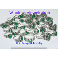 Green Onyx 10 pcs Wholesale Lot 925 Sterling Silver Rings RL-07-238