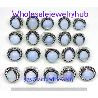 Opalite Gemstone 10 pcs Wholesale Lot 925 Sterling Silver Rings RL-07-208