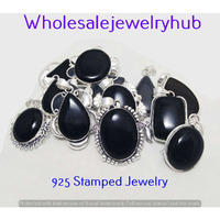 Black Onyx 10 pcs Wholesale Lots 925 Sterling Silver Pendant PL-24-269