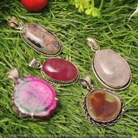 Coral & Mixed 25 Piece Wholesale Lot 925 Sterling Silver Pendant NRP-900