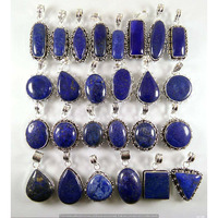 Lapis Lazuli 25 Piece Wholesale Lot 925 Sterling Silver Pendant NRP-840