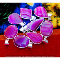 Pink Agate 25 Piece Wholesale Lot 925 Sterling Silver Pendant NRP-833