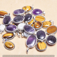 Amethyst & Mixed 20 Piece Wholesale Lot 925 Sterling Silver Pendant NRP-645