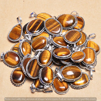 Tiger Eye 5 Piece Wholesale Lot 925 Sterling Silver Pendant NRP-44