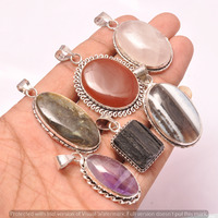 Amethyst & Mixed 10 Piece Wholesale Lot 925 Sterling Silver Pendant NRP-276