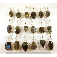 Labradorite 100 Piece Wholesale Lot 925 Sterling Silver Pendant NRP-1603