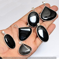 Black Onyx 50 Piece Wholesale Lot 925 Sterling Silver Pendant NRP-1477