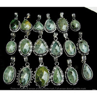 Prehnite 5 Piece Wholesale Lot 925 Sterling Silver Pendant NRP-08