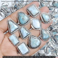 Real Larimar 10 Piece Wholesale Ring Lots 925 Sterling Silver Ring NRL-889