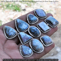 Real Larimar 10 Piece Wholesale Ring Lots 925 Sterling Silver Ring NRL-873