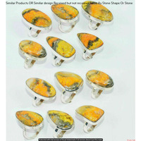 Bumble bee Jasper 10 Piece Wholesale Ring Lots 925 Sterling Silver Ring NRL-870