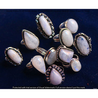 Rainbow Moonstone 10 Piece Wholesale Ring Lots 925 Sterling Silver Ring NRL-809