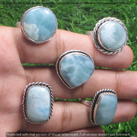 Real Larimar 10 Piece Wholesale Ring Lots 925 Sterling Silver Ring NRL-758