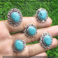 Turquoise 10 Piece Wholesale Ring Lots 925 Sterling Silver Ring NRL-756