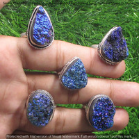 Titanium Druzy 10 Piece Wholesale Ring Lots 925 Sterling Silver Ring NRL-755