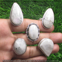 Rainbow Moonstone 10 Piece Wholesale Ring Lots 925 Sterling Silver Ring NRL-754