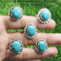Turquoise 10 Piece Wholesale Ring Lots 925 Sterling Silver Ring NRL-742
