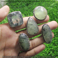 Prehnite 10 Piece Wholesale Ring Lots 925 Sterling Silver Ring NRL-735