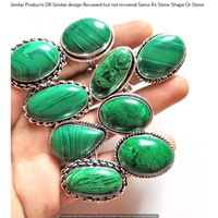 Malachite 10 Piece Wholesale Ring Lots 925 Sterling Silver Ring NRL-699