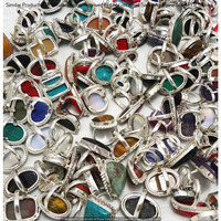 Garnet & Mixed 10 Piece Wholesale Ring Lots 925 Sterling Silver Ring NRL-690