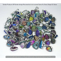 Rainbow Druzy 10 Piece Wholesale Ring Lots 925 Sterling Silver Ring NRL-689