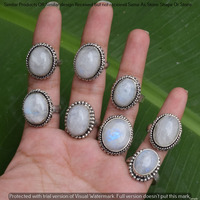Rainbow Moonstone 10 Piece Wholesale Ring Lots 925 Sterling Silver Ring NRL-685