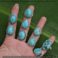 Turquoise 10 Piece Wholesale Ring Lots 925 Sterling Silver Ring NRL-674