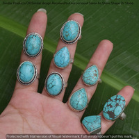 Turquoise 10 Piece Wholesale Ring Lots 925 Sterling Silver Ring NRL-672