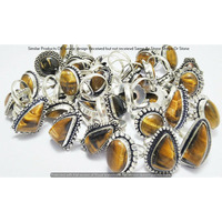 Tiger Eye 10 Piece Wholesale Ring Lots 925 Sterling Silver Ring NRL-659