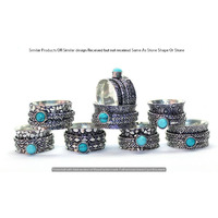 Turquoise 10 Piece Wholesale Ring Lots 925 Sterling Silver Ring NRL-626