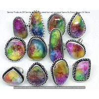 Rainbow Druzy 5 Piece Wholesale Ring Lots 925 Sterling Silver Ring NRL-62