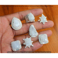 Rainbow Moonstone 10 Piece Wholesale Ring Lots 925 Sterling Silver Ring NRL-610